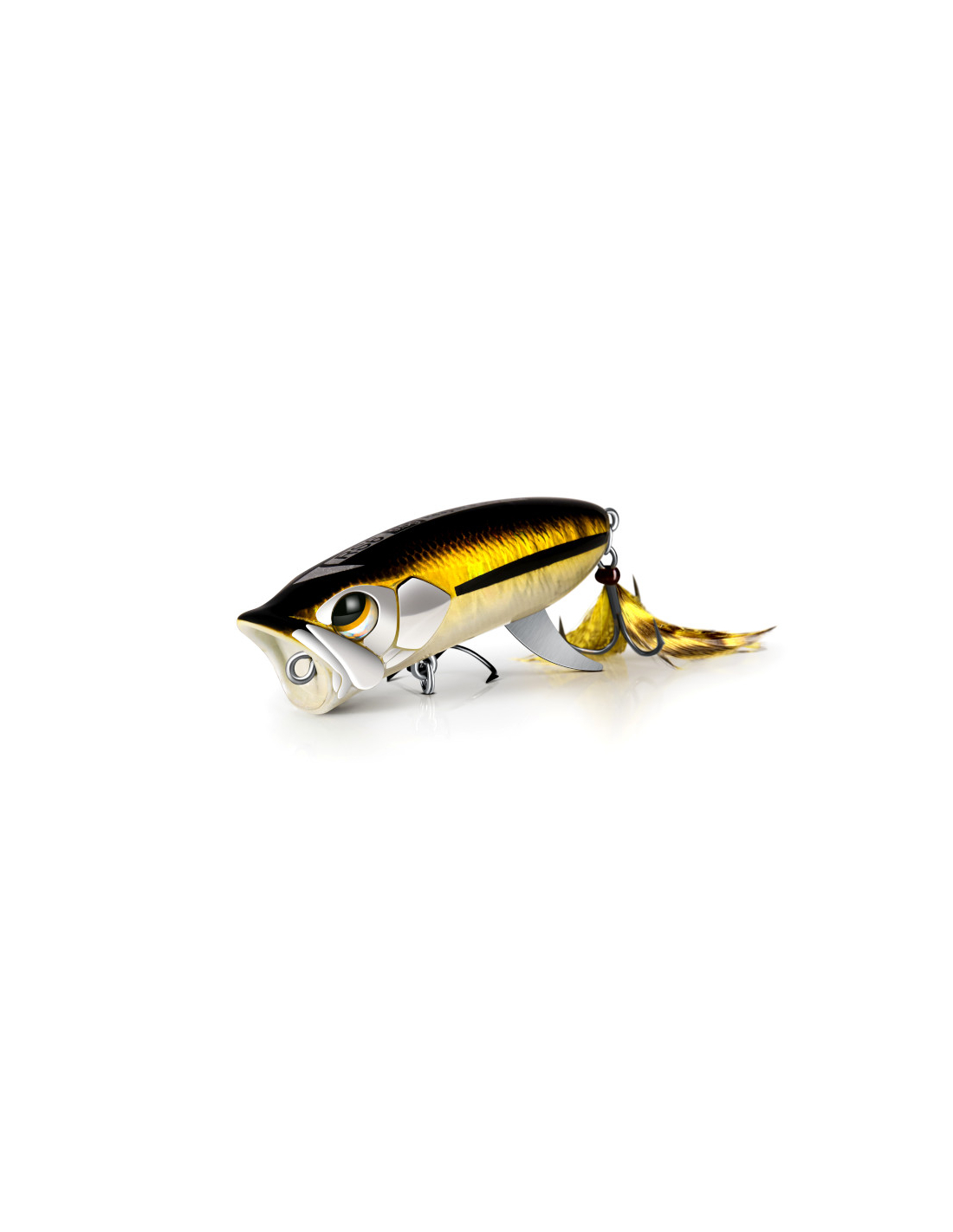  Lurefans RS6 Popper Fishing Lure, Top Water Baits For Bass  Fishing, Stabilizing Tail Fin, 2.36 1/3 Oz, Floating, VMC 8570 Hooks,  Feathered, Topwater Popper Fishing Lures For Bass, Pike, Musky Walleye
